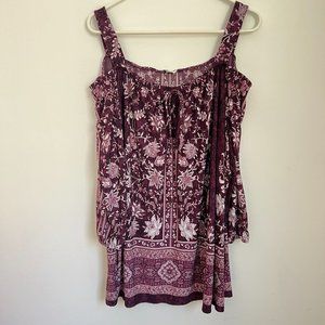 Avenue Floral Purple Off-Shoulder Shirt Size 22/24